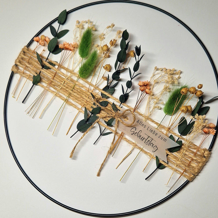 Metallring mit Trockenblumen Eukalyptus