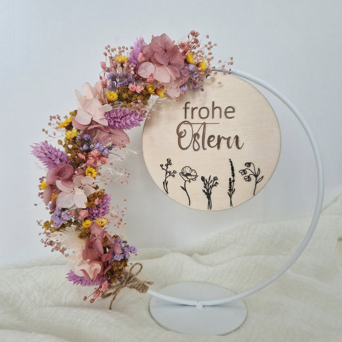 Osterdeko Standring mit Trockenblumen